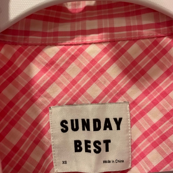 Aritzia Sunday Best Pink Plaid Button Down Collared Shirt - Picture 3 of 5